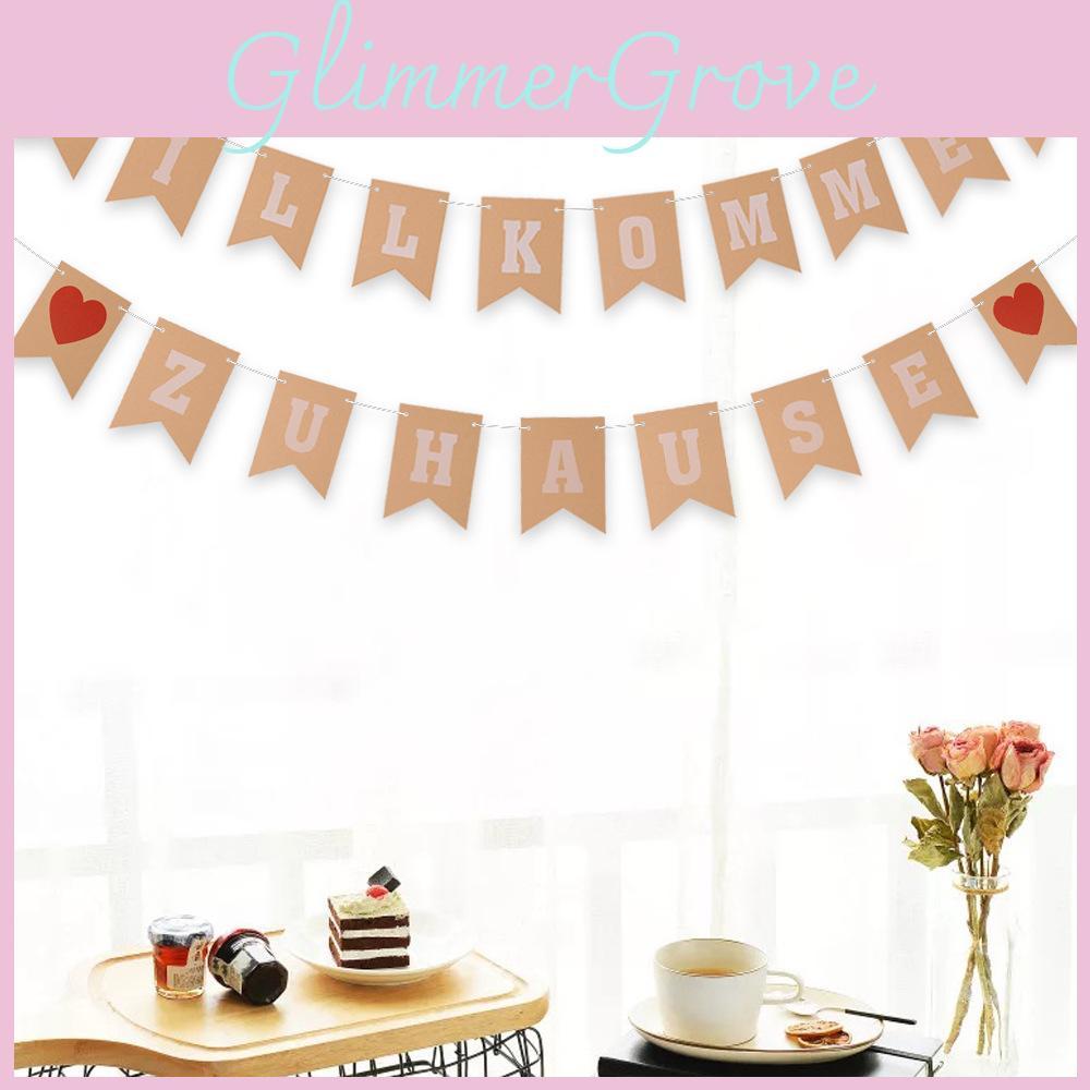Nowe Dekoracyjne Willkommen Zuhause Niemieckie Banery Witamy w Domu Na Imprezy Rodzinne