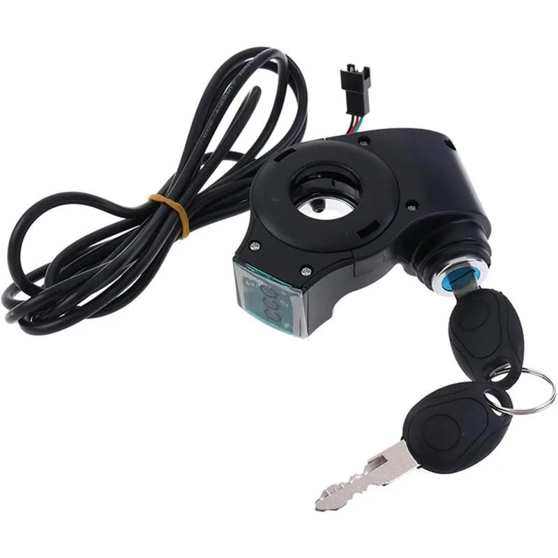 Electric Bicycle Thumb Throttle Voltmeter Digital with Key Lock E-Bike Finger Thumb Throttle Voltage Display Switch Power