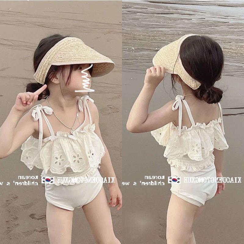 

Kids 2024 Summer Floral Ruffle Swimsuit 100 брудно-білий