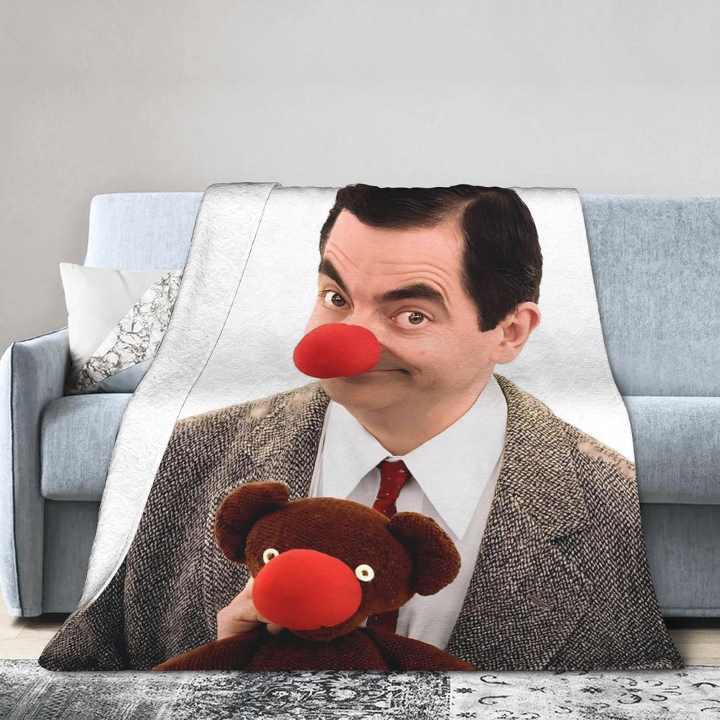 Mr Beans  Flannel Blankets Winter  Soft Durable Bedding Throws for Kids Adult Couch Bed Novelty Bedspread Sofa Bed Cover