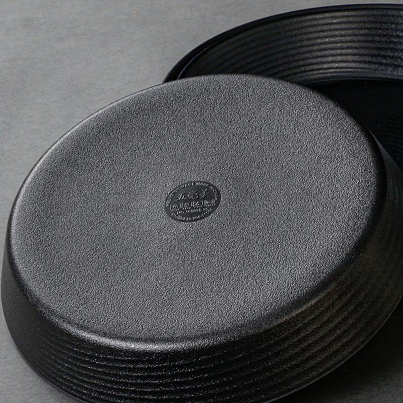 Unbreakable Dinner Plates Food Storage Tray Round Black Melamine Porcelain Barbecue Dishes Dishwasher Safe BPA Free Kitchen Tool