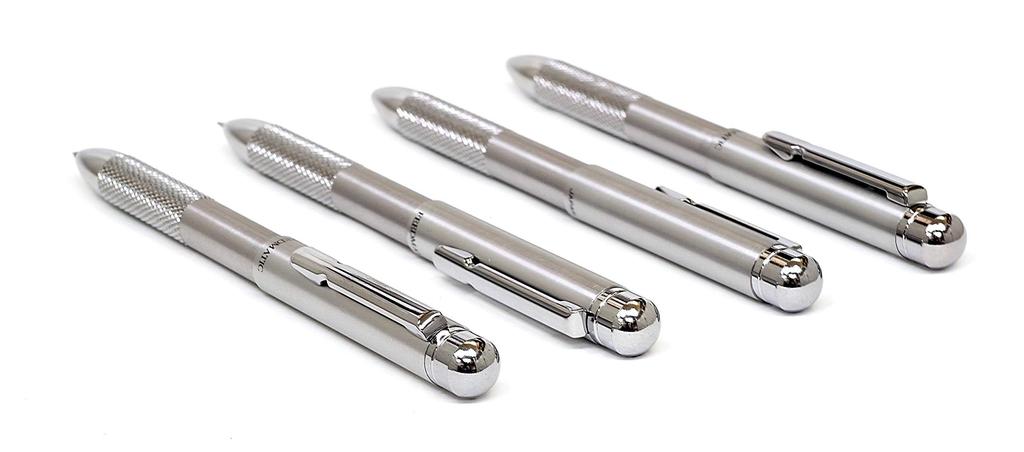 Blue Grained Leather Pen Case, Black Metal Touch Stick, and All-metal Rotating Ball & Sharp Notch Grip Set (SASL-ALB-BSMM)