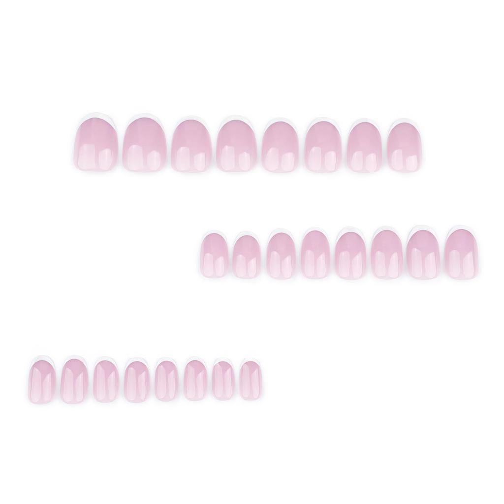 Classic French White Edge Short Round Press-On Nail Tips