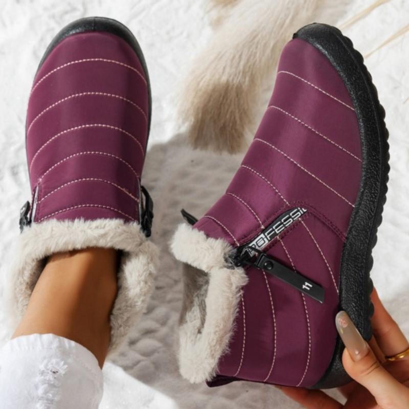 Snow Boots Woman Soft Ladies Shoes Slip On Women Booties Solid Ankle Boots Waterproof Couple Plush Botas Mujer Boots Women