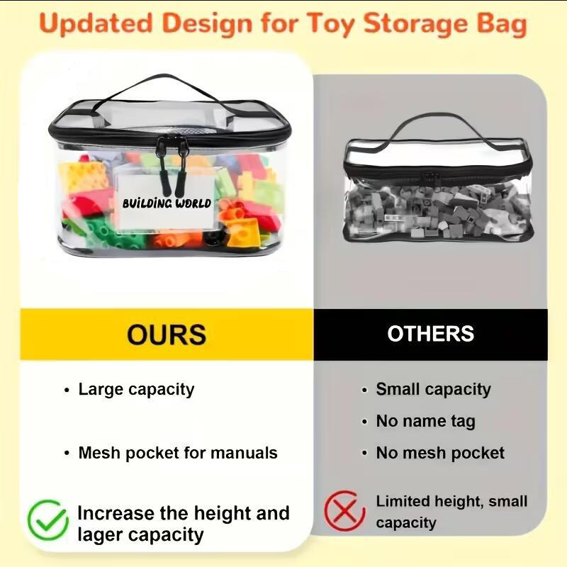 Building Blocks Storage Bucket with Mesh Toy Organizer Container for Kids Blocks Small Parts Organizer Home Storage Solution