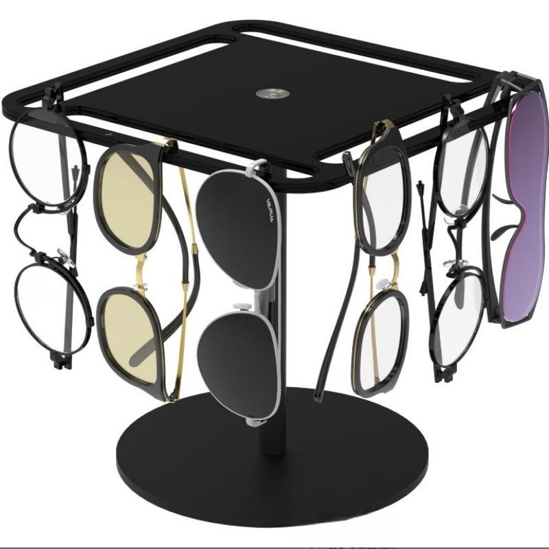 Acrylic Rotating Sunglasses and Glasses Display Stand - Double-layered Black,Transparent Desktop Eyeglass Storage Holder