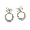 Elegant Rhinestone Bow Earrings for Women - Hollow, Round Design