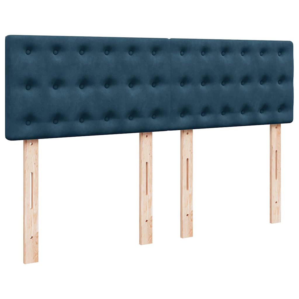 Box Spring Bed with Mattress Blue 140 X 190 Cm Velvet