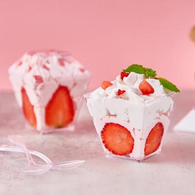 50 Sád Jednorazové Dezertné Poháre s Lyžičkami Odolné Opakovane Použiteľné Priehľadné Plastové Poháre na Pudingy Párty Udalosti Potreby