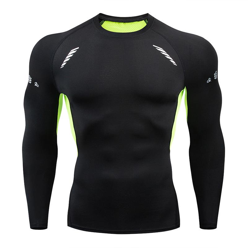 Cross-border PRO Men's Quick-Dry Sports Tights: High Elastic, Sweat-Absorbent, Long-Sleeved Fitness & Cycling Shirt