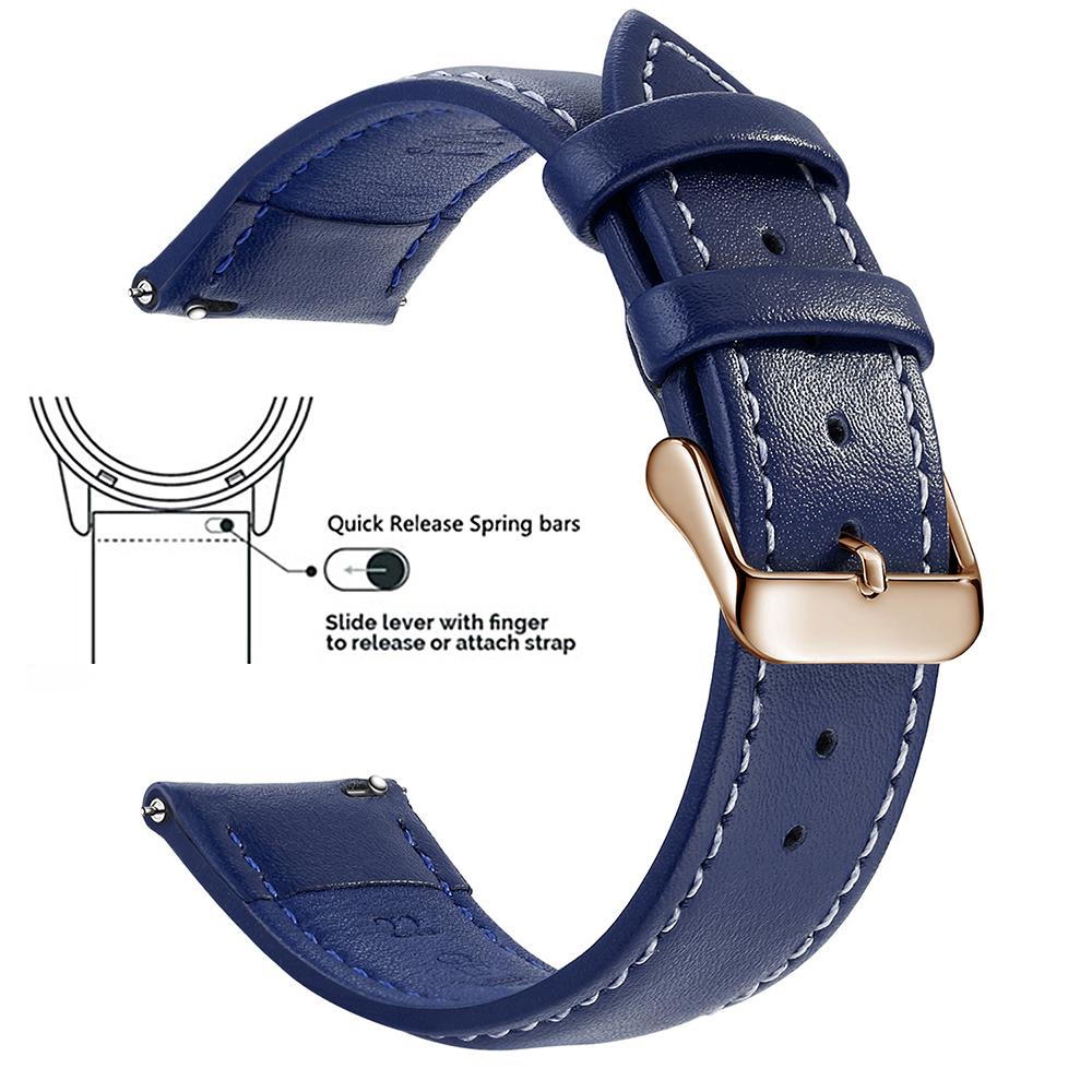 Echtes Lederarmband aus Narbenleder, Schnellverschluss 18mm/20mm/22mm Uhrenarmbänder, Passend für Samsung Galaxy Watch, Garmin Huawei Watch