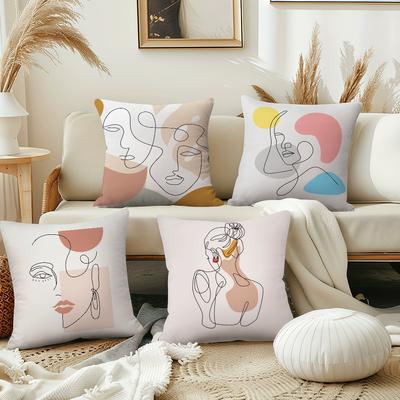 Art A-Abstract F-Facial Series Printing Cushion Cover Pillow Cover Decoration Room Home Sofa Living Office Car Nordic Simplicity