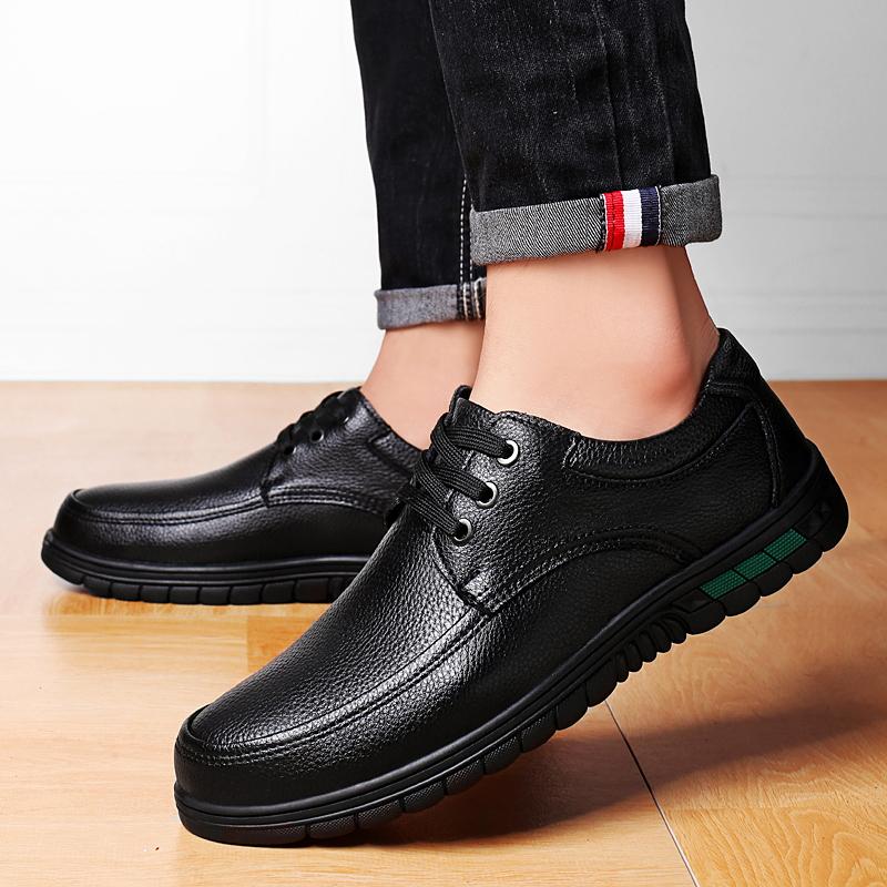 Fashion Fashion Hot Sale Men Casual Leather Business Shoe Soft Sole Lace-up Outdoor Lightweight Loafers Comfy Soft Bottom Designer Flats