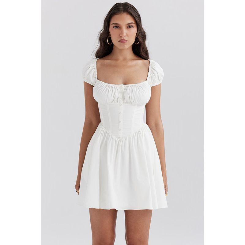 

Ruched House of Retro Slim-Fit Jumpsuit Skirt White(High quality) L