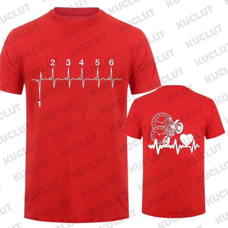 1N23456 Motorcycle Heartbeat Gear Shift Print T Shirt Motorbike Tee Print Race T-Shirt Autocycle Motorbike Speedometer T Shirt