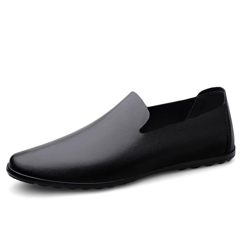 Simple Mens Casual Leather Shoes Versatile Men Loafers Comfy Mocasines Handmade Male Slip On Shoes Outdoor Travel Driving Shoes