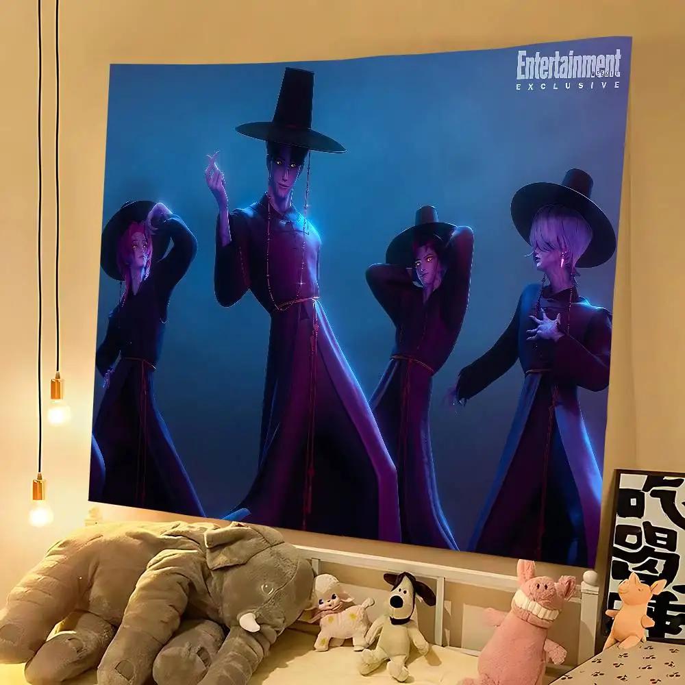 K-Pop Demon Hunters Tapestry - Anime Kpop Wall Banner For Party Backdrop Aesthetic Living Room Decor Anime Tapestry Wall Tapestr