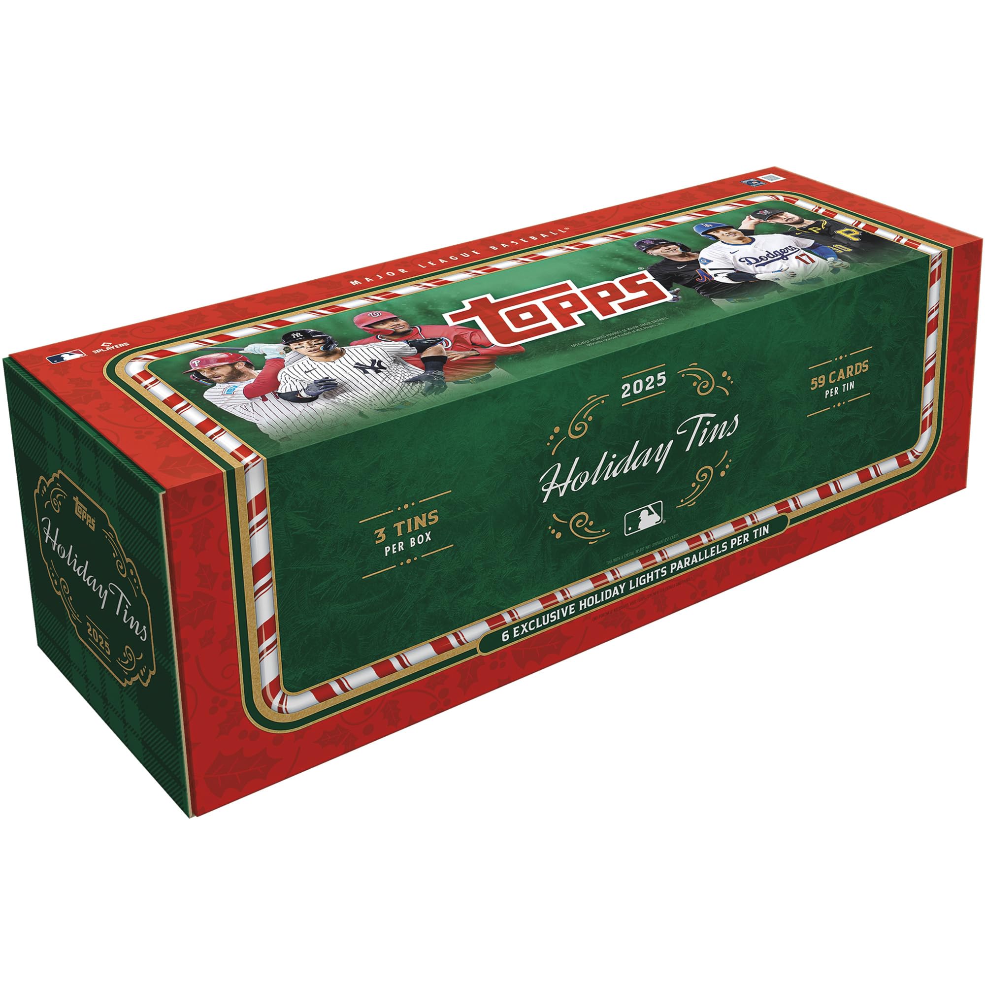 2025 Topps Holiday Baseball Factory Sealed Tin – – Collector s – 3-Pack