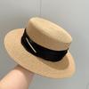 New Summer Women's Boater Beach Hat Wide Side Female Casual Panama Hat Lady Classic Flat Bowknot Straw Sun Hat Women