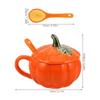 Pumpkin Shaped Ceramic Coffee Mug for Tea and Coffee 250Ml with Spoon