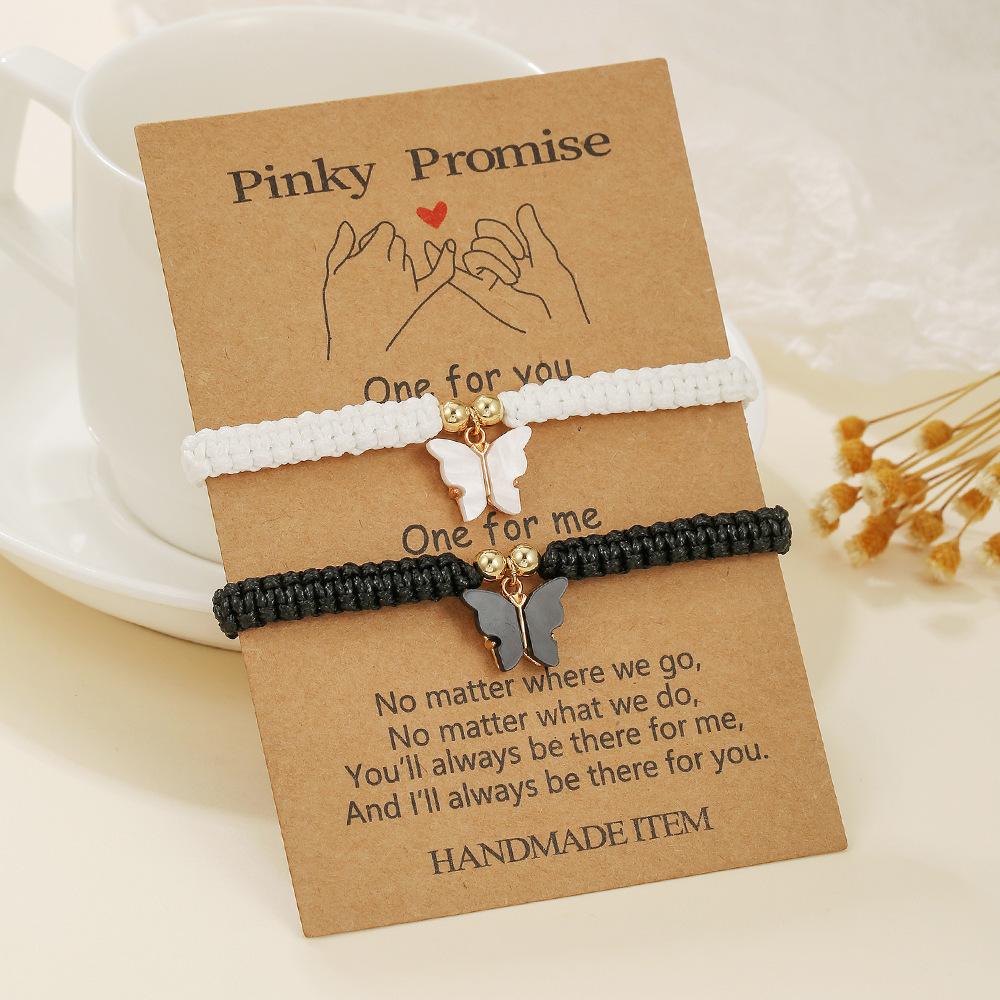 a pair of love girlfriend bracelets, couple friendship woven hand ropes, adjustable matching gift card jewelry batches
