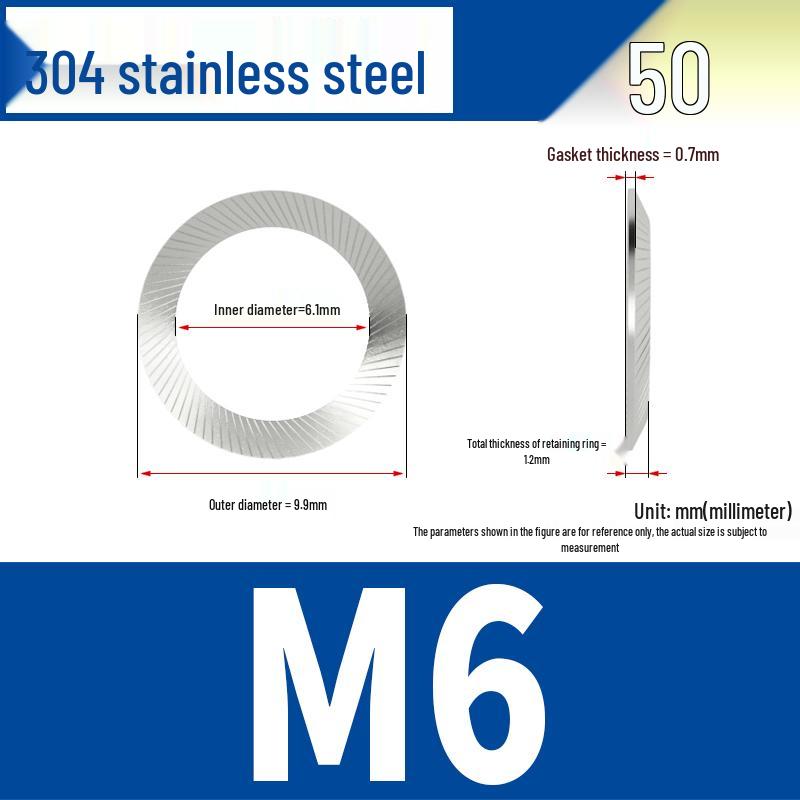 304 Stainless Steel Double-Sided Serrated Lock Washer, Anti-slip Butterfly-shaped, M3-M42