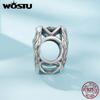 WOSTU Solid 925 Silver Lovely Girl & Horse Charm Heart Guardian Pendant Fit DIY Bracelet Necklace Heart Jewelry Series