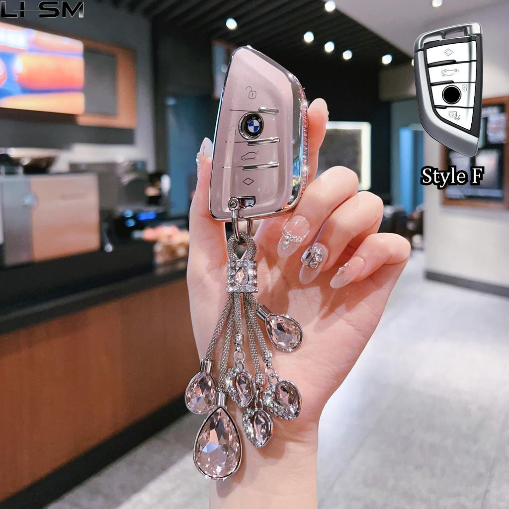 Pink Diamond Style Tpu For Bmw 216I F46 X1 X2 X3 X5 X6 Gt 2 5 6 7 Series 3 4 Button Remote Car Key Case Cover Holder Keychain