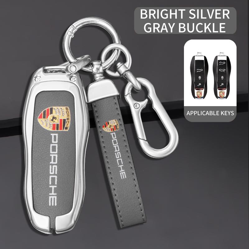 AAOM1 3/4 Buttons Zinc Alloy Leather Car Key Case Key Shell For Porsche Cayenne 911 996 Macan Panamera Boxster 986 987 981 Sticker