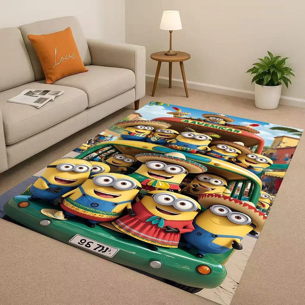 3D Cute Minions Cartoon Christmas Gift Living Room Non-Slip Area Rug Carpet for Bedroom Playroom Sofa,Home Decor Doormat