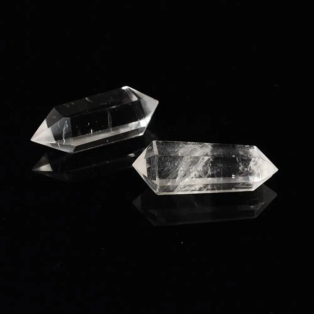 1 PC Gift Reiki Treatment Healing Stone Double-pointed White Quartz Hexagonal Wand Clear Crystal Obelisk