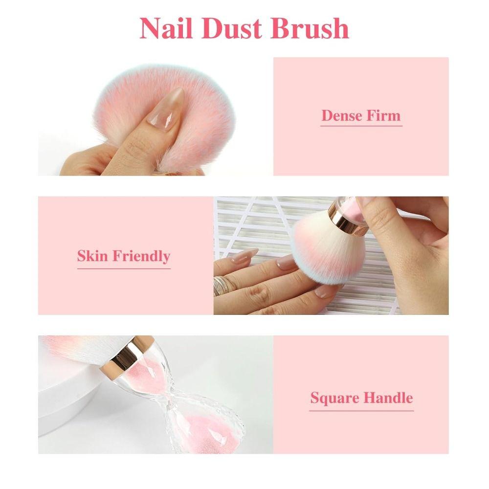 Hourglass-shaped Nail Dust Brush Soft Nail Art Brush  for Home Use or Salon
