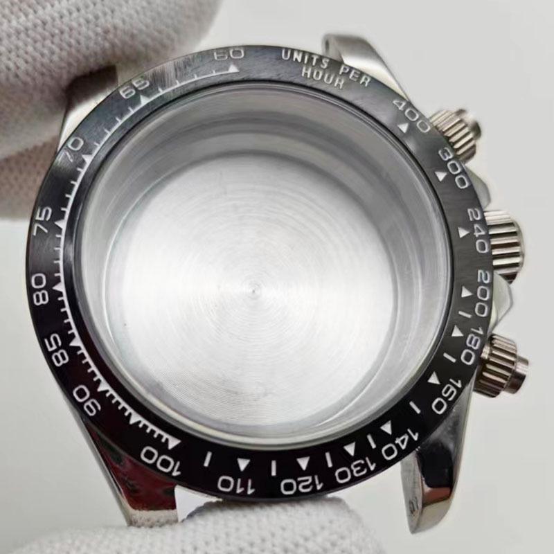 40mm Stainless Steel Quartz Watch Case with Ceramic Bezel for VK63/VK64 Movement