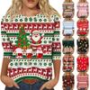 Damen Lässiges Weihnachts-Print-Oberteil mit Dreiviertelärm