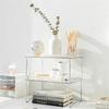 Foldable Transparent Double Desktop Acrylic Shelf Cup Rack Kitchen Bathroom Cosmetic Sundry Shelf