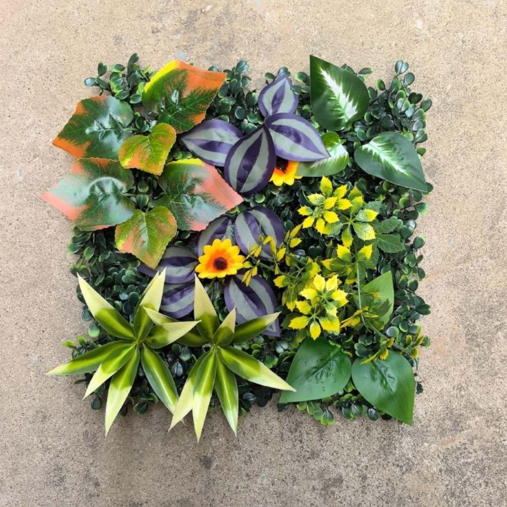 DIY Artificial Plant Wall Panel Sunflower UV Protection Artificial Eucalyptus Carpet Lifelike No Watering
