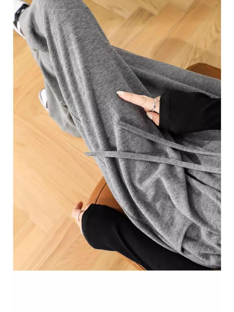 High-Waisted Glutinous Rice Knit Wide-Leg Pants - Women's Trendy Autumn Casual Loose-Fit (145cm)