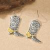 Retro Western Rose Double-Color Boots Earrings - Trendy Alloy Totem Design
