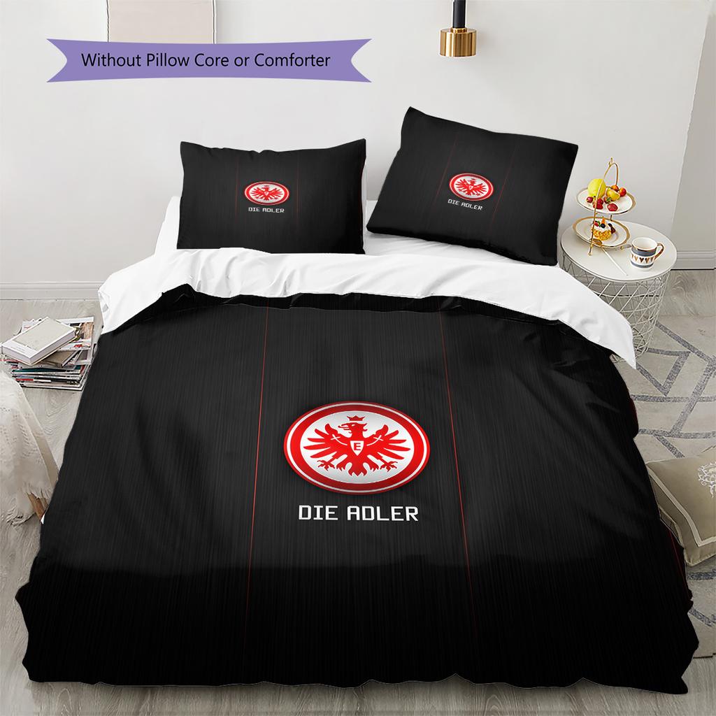 Black‑Red Eintracht Frankfurt Pattern Bedding Quilt Set Home Decoration Gift (1 * duvet cover + 2 * pillowcase without core).xwn