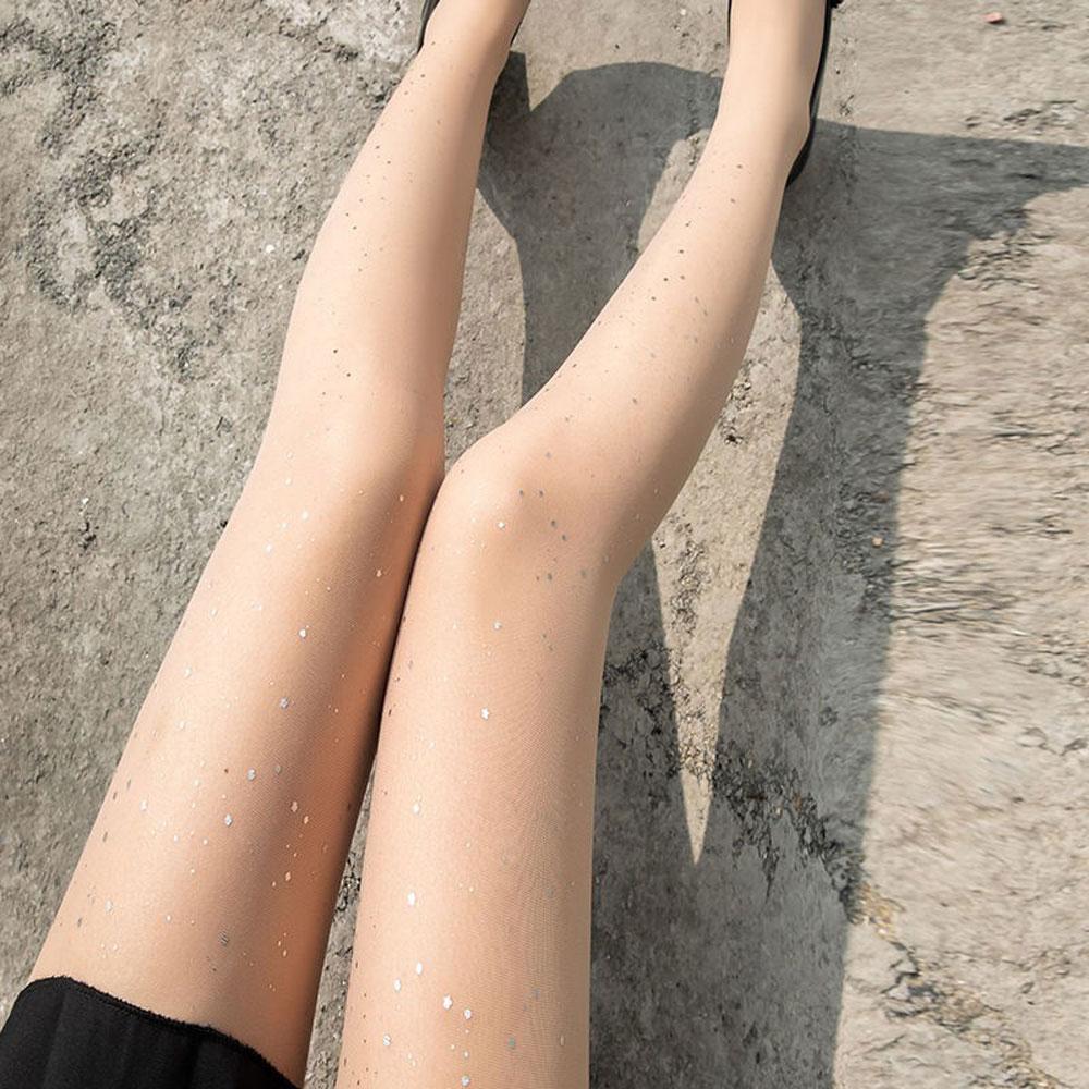Sexy Shiny Stockings Y2k Women Transparent Tights Goth Pantyhose Slim Thin Nylon Tights Black Starry Sky
