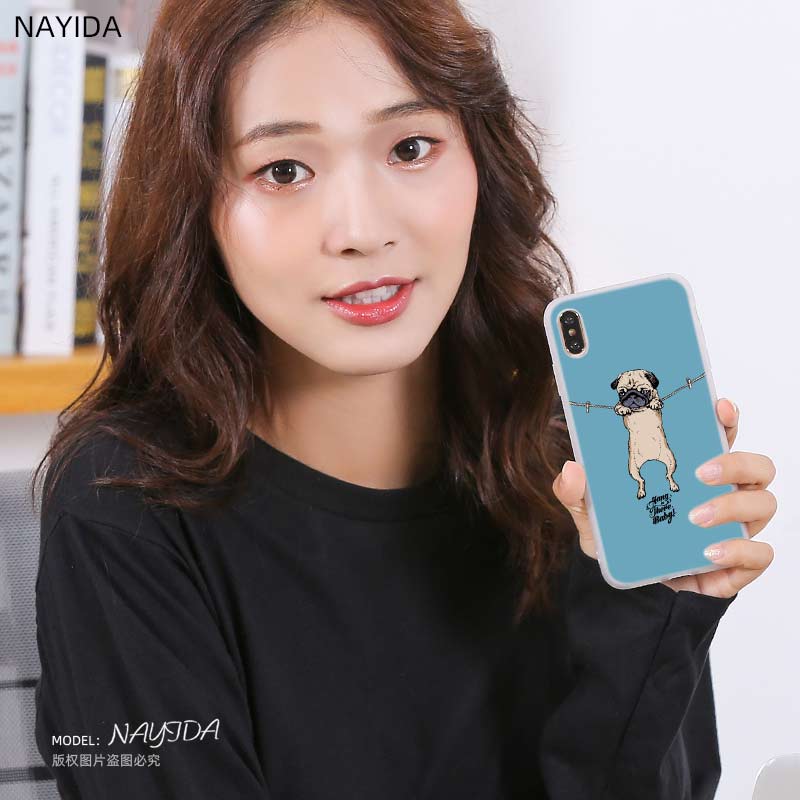 Husa din silicon moale pentru iPhone 13 11 12 Pro X XS Max XR 6 6S 7 8 Plus SE Mini Husa Cute Pug Dog