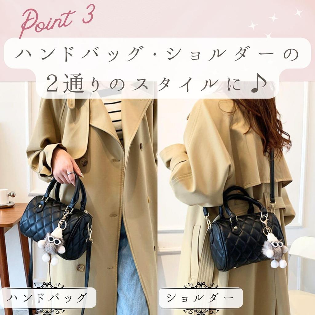 Harujio Quilted Mini Boston Shoulder Boston Horizontal Shoulder Crossbody Popular Bag, Bag, Bag, Bag, Women's, 2-Way, Small, Horizontal, Bag, Bag,