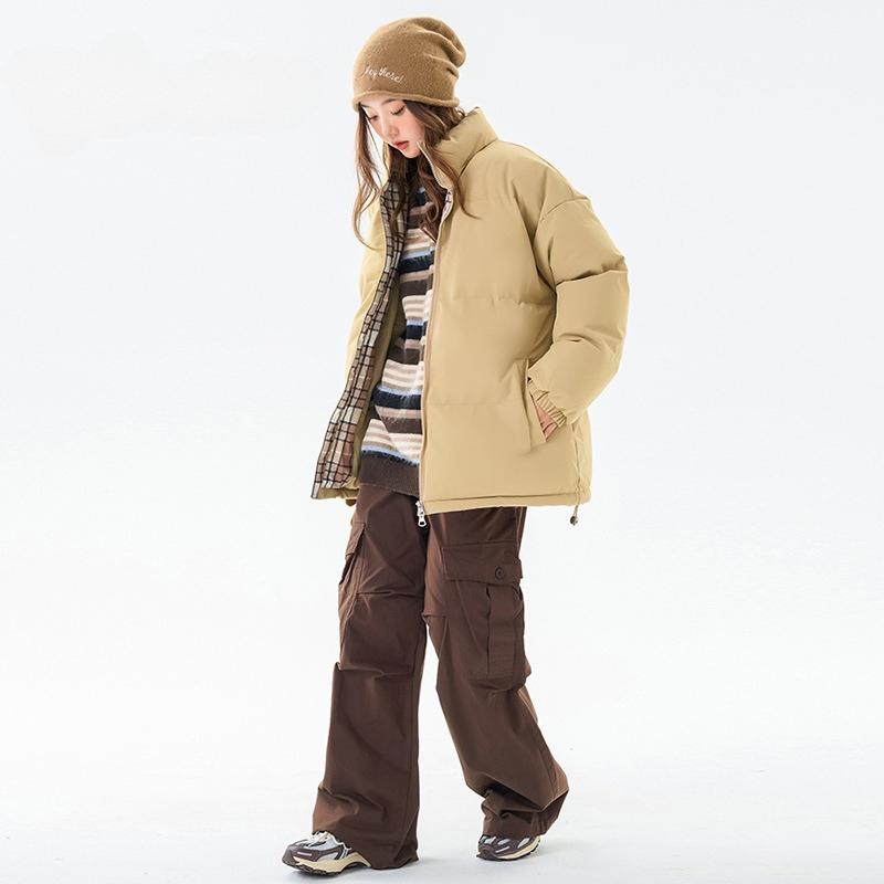 Cotton Clothing Men and Women Paragraph Winter Loose Stand-up Collar Cotton Jacket Warm Thickened Models Casual Cotton Jacket Couples Jacket Men