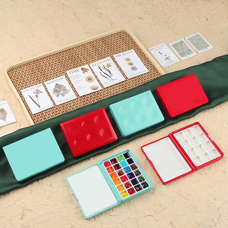 Seamiart Tragbarer Multifunktions-Malkasten aus Kunststoff, leere Aquarellpalette, Unterpaket für Aquarellfarben, Öl-, Acryl- und Gouachefarben