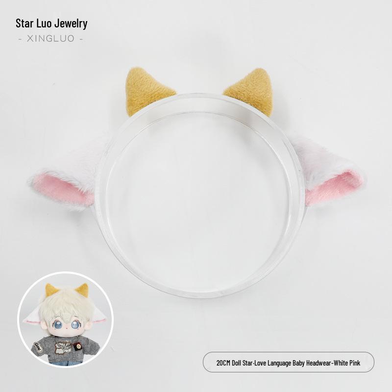 20cm Cute Plush Labubu Doll with Sheep Ears Headband