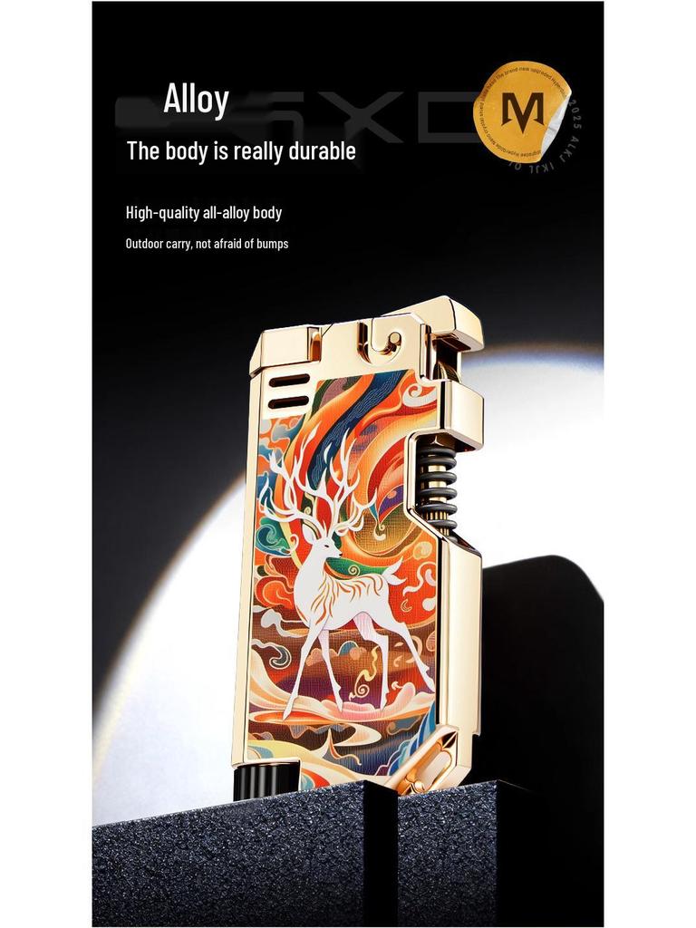 Creative Retro Flint God of Wealth Lighter with Color Print