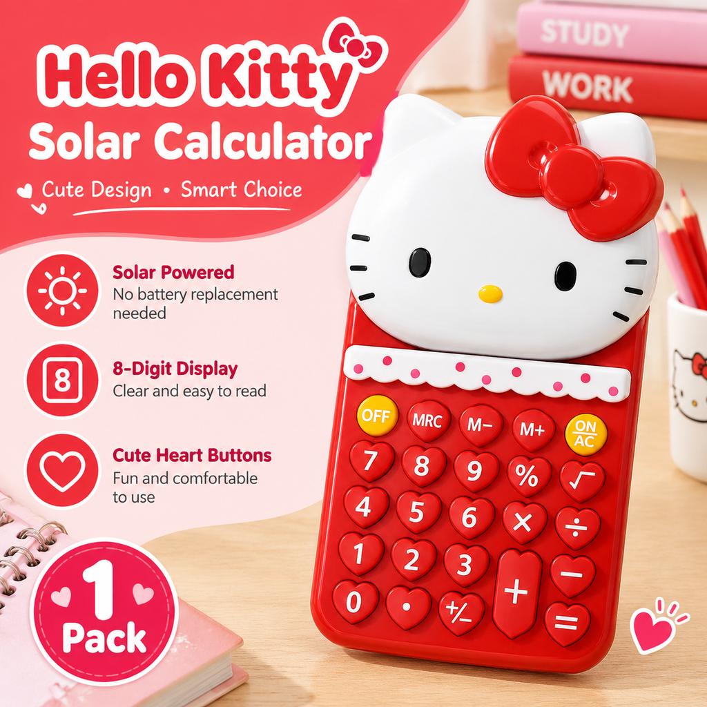 Cartoon Solar Calculator 8-Digit Display for Students and Office