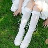 Ribbon Bow Balletcore Socks Solid Color Thin Stockings Comfortable Mid-Tube Hosiery  Women