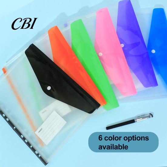Binder Compatible Folder 11 Hole Clear File for A4 Binders, Colorful Plastic Document with Bag Snap Button & Label Slot, Transparent Project Organizer