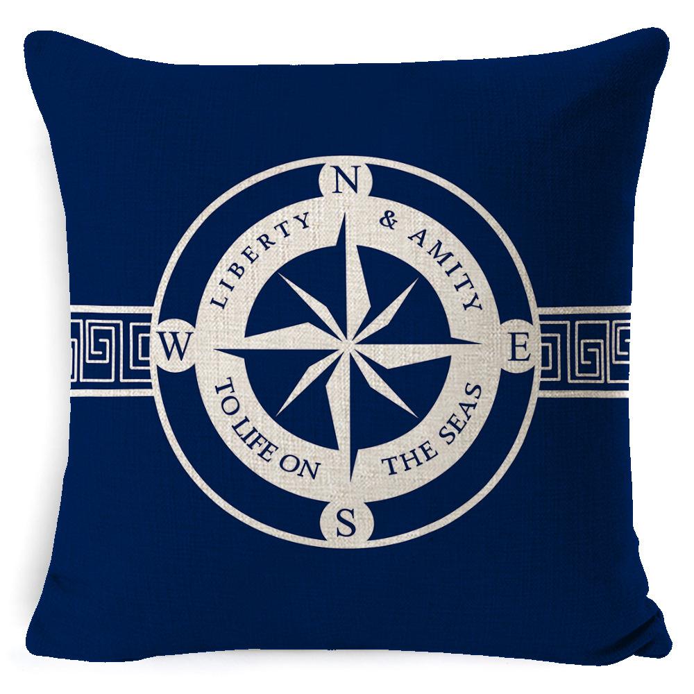 Cushion Cover Ocean Anchor Linen Pillow Cover Simple Sailing Sofa Living Room Pillow Cover Premium Durable Quality